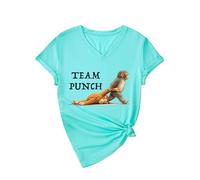 Womens Team Punch Monkey Graphic V Neck T Shirt Funny Cute Animal Lover tee Short Sleeve Casual Summer Top Yellow Soft Cotton Blend Fashion Gift