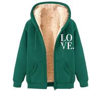Women's Teddy Fleece Hoodies Zip Up Solid Colour Fall Sweatshirts Casual Baggy Coat Winter Long Sleeve Warm Outerwear Tops Sports Jacket C-77