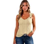 Women's Textured Sleeveless Top with O-Ring Strap Detail Casual V-Neck Tank Summer Geometric Pattern Blouse Loose Fit Tunic for Beach Vacation