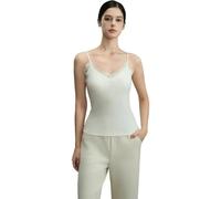 Women's Thermal Vest Made of Modal Long-Staple Cotton and Merino Wool, with Chest Padding and Lace, Can Be Worn As An Outer Layer Or As A Camisole.,Blanco,Metro