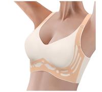 Women's Thin Seamless Bra with Soft Support, Large Bust, Small Semi Firm Cup, Breathable Maternity Dress Winter, Green, XL(White,M)