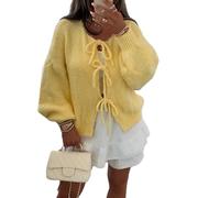 Women's Tie-Front Knit Cardigan - Y2K Oversized Open-Front Sweater for Fall & Winter Layering