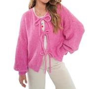 Women's Tie-Front Knit Cardigan - Y2K Oversized Open-Front Sweater for Fall & Winter Layering