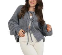 Women's Tie-Front Knit Cardigan - Y2K Oversized Open-Front Sweater for Fall & Winter Layering