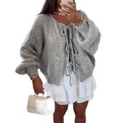 Women's Tie-Front Knit Cardigan - Y2K Oversized Open-Front Sweater for Fall & Winter Layering