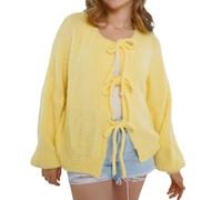 Women's Tie-Front Knit Cardigan - Y2K Oversized Open-Front Sweater for Fall & Winter Layering