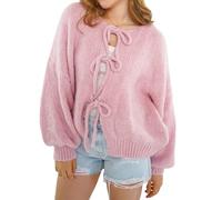 Women's Tie-Front Knit Cardigan - Y2K Oversized Open-Front Sweater for Fall & Winter Layering