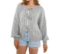 Women's Tie-Front Knit Cardigan - Y2K Oversized Open-Front Sweater for Fall & Winter Layering