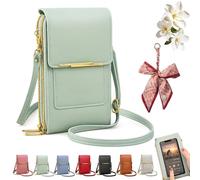 Women's Touch Screen Mobile Phone Messenger Bag, Touchscreen Phone Crossbody Bag for Women, RFID Block Anti-Theft Leather Messenger Bags, Adjustable Shoulder Strap (Green)
