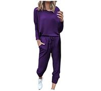 Women's Tracksuits Sets 2 Piece Sweatshirt Set Solid Crewneck Pullover and Tracksuit Bottoms Jogging Suits Casual Loungewear Sportwear Running Walking Hiking Activewear C-02