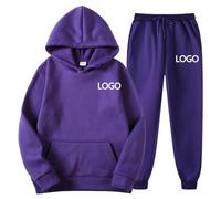 Women's Tracksuits Sets Customized Printed 2 Piece Outfits Hoodie Sweatshirt and Sweatpants Jogger Plain Set Women Activewear Lounge Wear Sets for Women(Purple,XL)