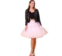 Women's Tul Falda Tulle Skirt Ladies Prom Dress Midi High Waist Ballet Pleated(Pink)