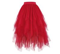 Women's Tulle Tutu Skirts for Adult Classic Elastic 4 Layered Frilly Elastic Skirt Ladies 80s Fancy Dress Ladies Girls Dance Costume for Dress-up Outfit Party Dance Dresses