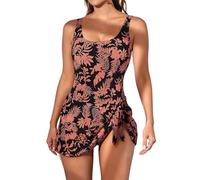 Women's Tummy Control Slim Fit One Piece Swimsuit, Tankini Swimsuits, Summer Seaside Modest & Trend Swimwear for Women (8,XL)