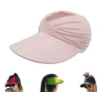 Women's UPFs 50+ Protections Sun Visors Hat,Wide Brim Lightweight Foldable Ponytail Cap,Summer UV Protections Beach Cap (Pink)