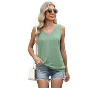 Women's V Neck Sleeveless Tank Tops Casual Loose Fit Basic Camisole Summer Solid Color Tunic Shirts for Vacation Beach Daily Wear Soft Fabric