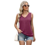 Women's V Neck Sleeveless Tank Tops Casual Loose Fit Basic Camisole Summer Solid Color Tunic Shirts for Vacation Beach Daily Wear Soft Fabric