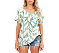 Women's V Neck T Shirt Summer Casual Short Sleeve Tops Abstract Vertical Stripe Print Loose Fit Flowy Blouse Lightweight Fashion tee for Daily Wear
