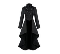 Women's Victorian Coat - Gothic Renaissance Tailcoat Jacket, Steampunk Swallow Tail Longline Uniform Design, Classic Button Front Vintage Frock Outerwear | Ideal for Wedding Themed Party Performance