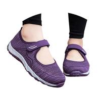 Womens Walking Shoes Mary Jane Wide Fit Casual Trainers Barefoot Adjustable-Strap Non-Slip Comfortable Shoes for Swollen Feet, Oedema, Arthritis, Elderly Ladies