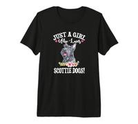 Womens Watercolor Just A Girl Who Loves Scottie Dogs Lover Camiseta Premium