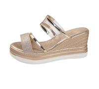 Womens Wedge Sandals for Plantar Fasciitis Summer Open Toe Walking Sandals with Arch Support Ladies Slip On Low Wedge Leather Slippers Open Toe Wide Fit Sandals Summer Shoes UK Size 4-8