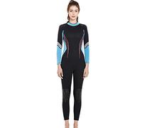 Womens Wetsuit Full Length 3mm Neoprene Diving Suits Thermal Long Sleeve Surfing Suit Sun Protection Back Zip Swimsuit for Snorkeling Scuba Canoeing Water Sports (Dark Blue s)