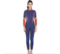 Womens Wetsuit Full Length 3mm Neoprene Diving Suits Thermal Long Sleeve Surfing Suit Sun Protection Back Zip Swimsuit for Snorkeling Scuba Canoeing Water Sports (Blue Orange L/Large)