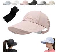 Women's Wide Brim Sun Visor, Ponytail Friendly Summer Outdoor Hat, Outdoors Sports Golf Visor Beach Cap, Lightweight Protection Sport Tennis Visors for Beach, Hiking & Sports (Pink)