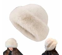 Womens Winter Faux Fur Buckets Hat,New Warm Plushs Fluffys Furrys Mongolian Hats,Thick Soft Fishermans Cap for Cold Weather (Khaki)