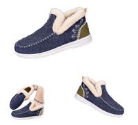 Women's Winter Plush Lined Flat Shoes, Winter Flat Fluffy Ankle Snow Boots,Loafer Casual Outdoor Plush Short,Warm Faux Fur Lined Anti-Slip Slip on (Blue,41)