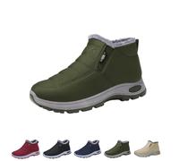 Womens Winter Snow Boots Warm Sheepskin-Lined Orthopedic Shoes Slip on Ankle Sneakers with Arch Support Outdoor Slip On Hiking Short Boots (Green,40)