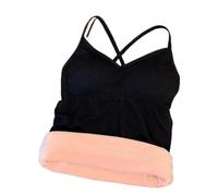 Women's Winter Thermal Underwear Vest Fleece-Lined and Thickened with Padded Cups Top(Black)