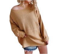 Womens Winter Tops Off Shoulder Solid Color Fashion Casual Sweaters Loose Comfy Soft Lightweight Cute Pullover