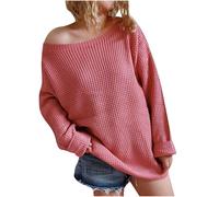 Womens Winter Tops Off Shoulder Solid Color Fashion Casual Sweaters Loose Comfy Soft Lightweight Cute Pullover
