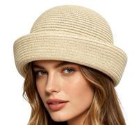 Women's Woven Beret Hat - Vintage Straw Pillbox | Breathable Summer Sun Vis