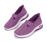 Women's Woven Orthopedic Breathable Soft Shoes, Breathable Mesh Slip On Sneakers with Arch Support for Daily, Summer Comfortable Slip On Mesh Orthopedic Walking Sneakers (Purple,40)
