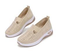 Women's Woven Orthopedic Breathable Soft Shoes, Breathable Mesh Slip On Sneakers with Arch Support for Daily, Summer Comfortable Slip On Mesh Orthopedic Walking Sneakers (Beige,41)