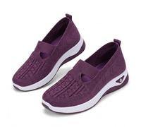 Women's Woven Orthopedic Breathable Soft Shoes, Breathable Mesh Slip On Sneakers with Arch Support for Daily, Summer Comfortable Slip On Mesh Orthopedic Walking Sneakers (Dark Purple,40)