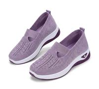 Women's Woven Orthopedic Breathable Soft Shoes, Breathable Mesh Slip On Sneakers with Arch Support for Daily, Summer Comfortable Slip On Mesh Orthopedic Walking Sneakers (Light Purple,37)