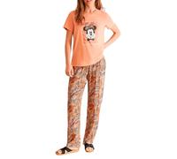 Women'secret multilicense Bangkok Pijama Largo 100% algodón Ocre Minnie, Terracota, S Women's