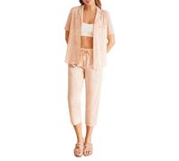 women'secret Pijama Camisero 100% algodón Flores Naranja Pyjama, Marrón Azucar Moreno, M para Mujer