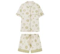 women'secret Pijama Camisero 100% algodón Shorts Pyjama, Estampado Verde, S (Pack de 7) para Mujer