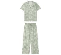 women'secret Pijama Camisero 100% algodón Snoopy, Juego de Pijama Mujer, Green Print, M