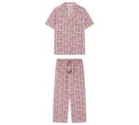 women'secret Pijama Camisero Allover Boho, Juego de Pijama Mujer, Burgundy Print, L