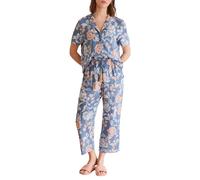 women'secret Pijama Camisero Capri Flores Pyjama, Estampado Azul, M para Mujer