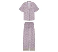 women'secret Pijama Camisero Manga Corta Flores Morado Pyjama, Estampado Blanco, M para Mujer