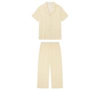 women'secret Pijama Camisero Rayas Amarillos Ecovero, Juego de Pijama Mujer, LT Yellow, M