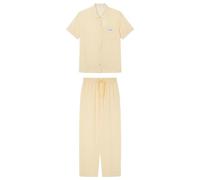 women'secret Pijama Camisero Viscosa Rayas Amarillo, Juego de Pijama Mujer, Yellow Print, S