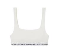 women'secret Top algodón Logo Blanco Bra, Marfil, S para Mujer
